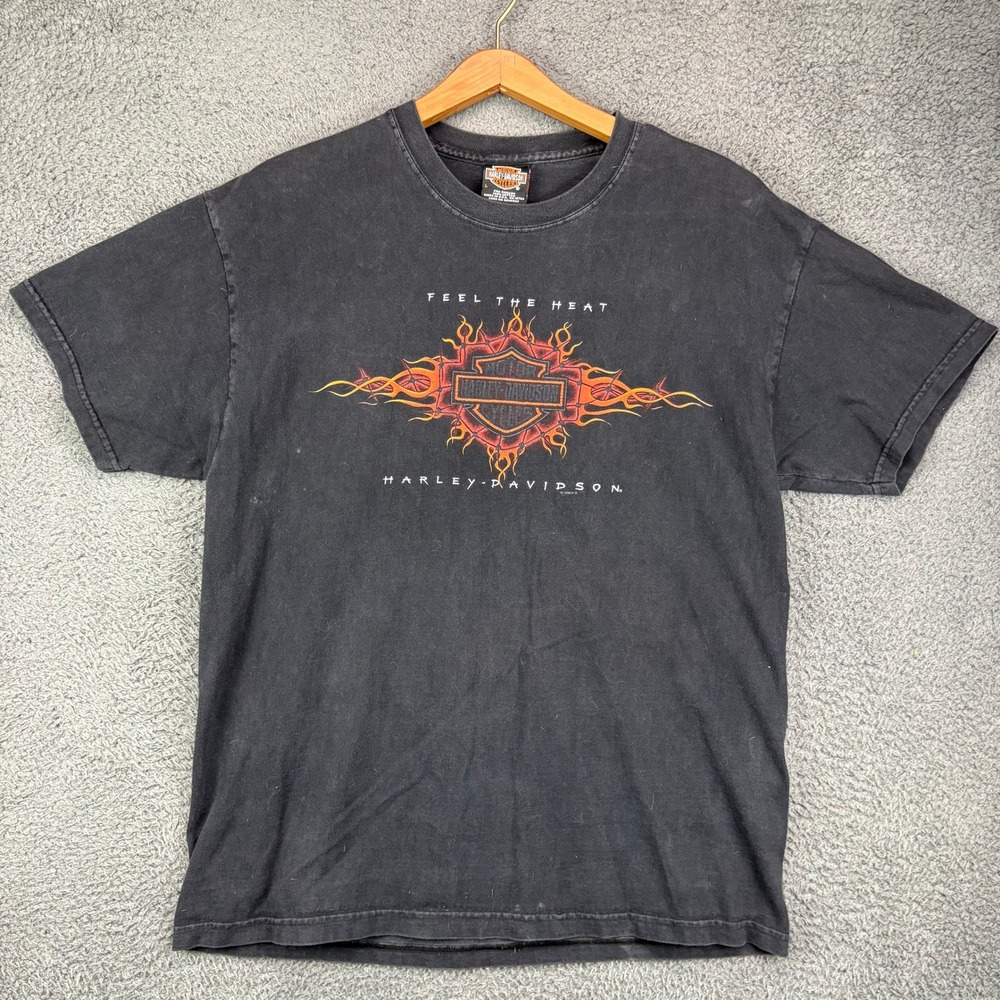 Harley-Davidson Black Tee with Orange Flame Graphic